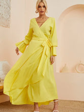 Ruffled Wrap Maxi Dress with Bell Sleeves OutfitFlow